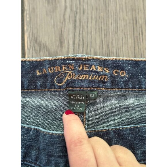 EUC Lauren Jeans Co. Womens Premium 18W Blue Denim Straight-Leg Stretch Jeans - Picture 3 of 7